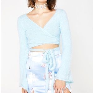 Sugar Thrillz Saintly Sassy Fuzzy Wrap Sweater Top